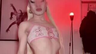 Bimbo Femboy in sexy lingerie with big dick