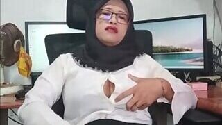 Asian Ladyboy with Hijab Masturbates