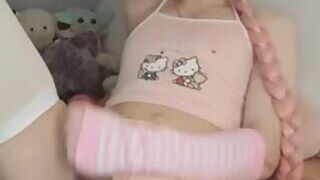 PRETTY FEMBOY STROKES BIG COCK TO CUMSHOT