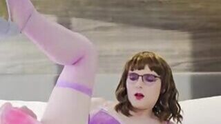 Hot Tranny Cums Riding Huge Dildo - TS Chloe Cox