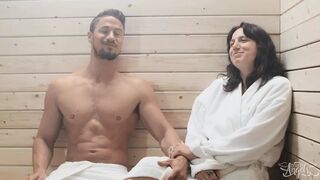 TRANS ANGELS - Skyy Can't Help Checking Bailey Archer's Curves In The Sauna While His Gf Sits Next To Him