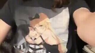 Teen cums on seethrough panty