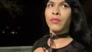 Asian Sissy Late Night Walk In Public