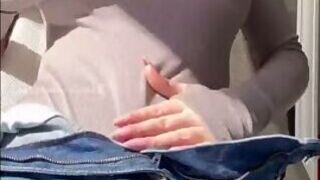 Cute beauty jerks and cums