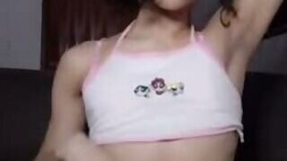 Latin teen white top cum