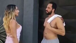 Thick blonde shemale fucked by the repairman