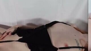 Trans Redhead Fucked by Fuckmachine Wtih Massive Black Toy Dildo