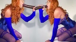 Cute crossdresser preparing husband come sucking and fucking huge bbc dildo