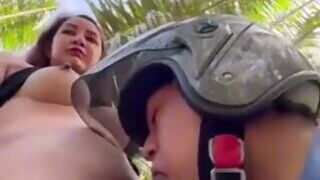 Beautiful Asian Ts fucking a guy outdoor (Natee)
