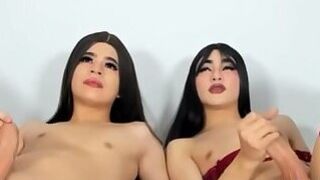 Trans Women Pleasuring Themselves Together Live