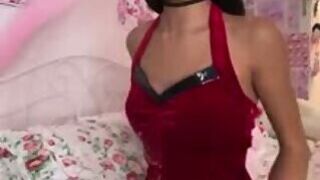 Cute teen red outfit mast