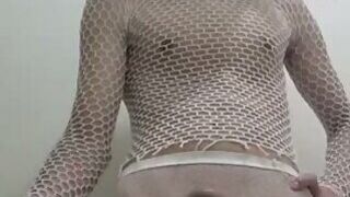 Big latin dick edging cum in white outfit