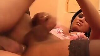 Mature guy lustily fucks curvy brunette ladyboy