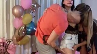 It was Paloma Veiga's birthday, but I was the one who got the present: two giant dicks fucking me