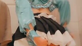 Sissy Femboy Playing with Dildo and Handsfree Cum From Behind