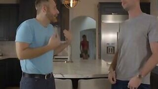 Busty TS blonde seduces husbands friend to fuck her