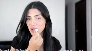 Cute Brunette Shemale Teases with Dildo in Bathroom Part 8
