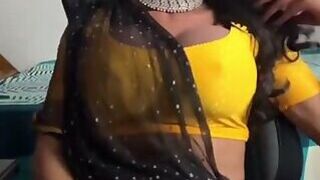 Crossdresser Jerking off in Saree