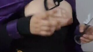 Femboy Raven Punishing her Puffy Nipples and Lactating her Growing Tits with Vacuum Machine