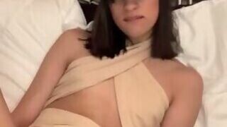 Big balls gold dress cum