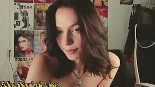 slender russian trans babe with nice tits and earrings webcams solo