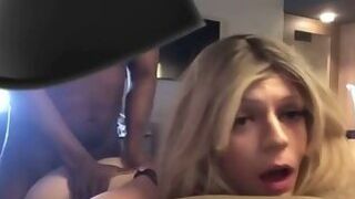 Stunning Blonde TGirl Fucked and Jizzed by her BBC Lover
