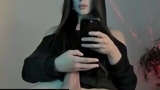 adorably sexy trans babe gets herself off
