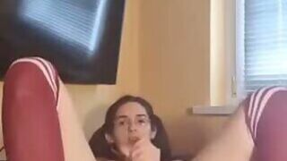 Ts Lena playing around on bed (Small Cum)