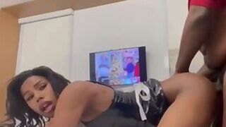 Ebony shemale maid ass eaten deep before anal
