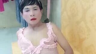 Transgender Oanh Le wearing sexy lingerie porn making love to fuck cock too much pleasure