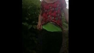 Slutty Bella does a hot outdoors strip and cum