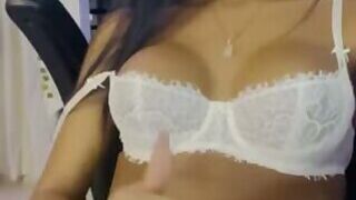 Hot teen latina cum in white lingerie