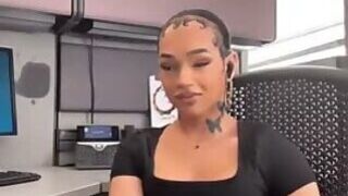 Ebony teen office mast no cum