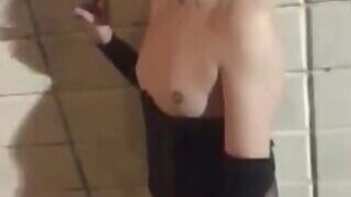 risky outdoor toilet truckstop exposed chastity bottomless