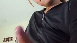 Ebony teen slow cum
