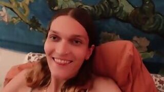 Trans Goddess Akira Rabbit Fucks Herself With Her Biggest Dildo and Cums