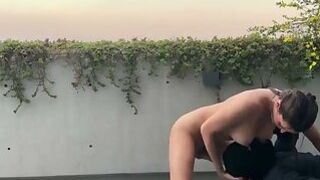 Mistress tranny face and ass fucking a dude outside