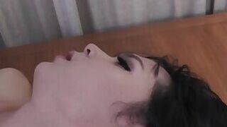 Tiny ladyboy in black lingerie ass fucked until cumshot on tits